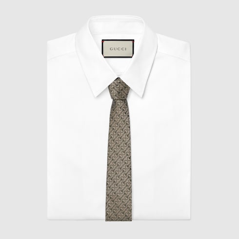 Horsebit silk jacquard tie