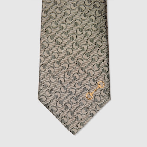 Horsebit silk jacquard tie