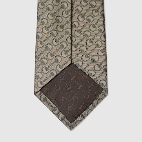 Horsebit silk jacquard tie