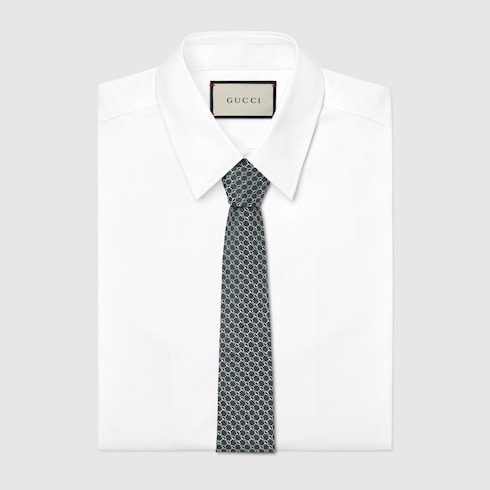 Horsebit silk jacquard tie