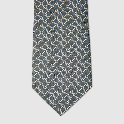 Horsebit silk jacquard tie