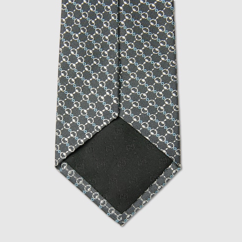Horsebit silk jacquard tie