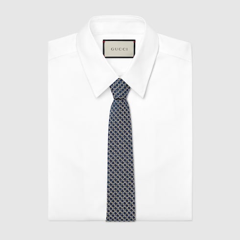 Horsebit silk jacquard tie