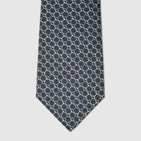 Horsebit silk jacquard tie