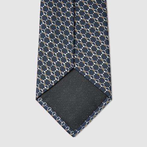 Horsebit silk jacquard tie