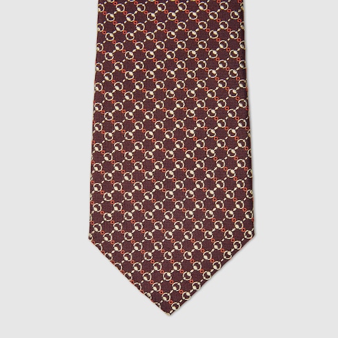 Horsebit silk jacquard tie