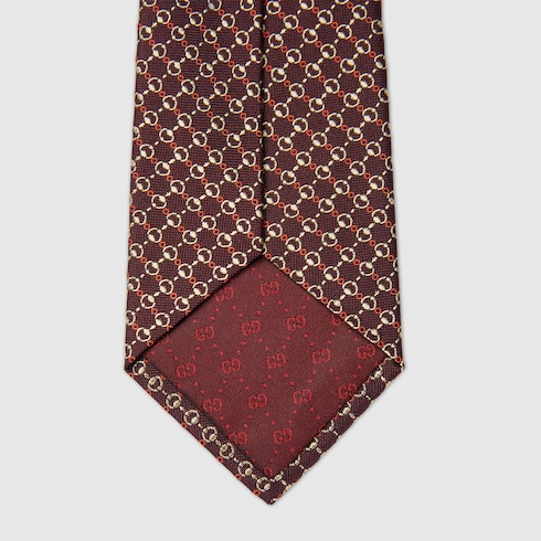 Horsebit silk jacquard tie