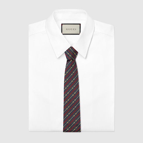 Horsebit silk jacquard tie