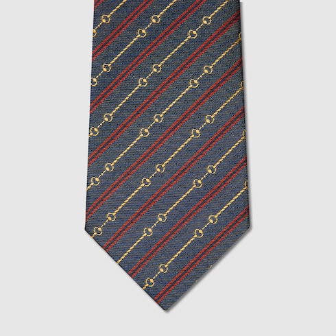 Horsebit silk jacquard tie