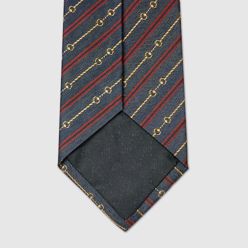Horsebit silk jacquard tie
