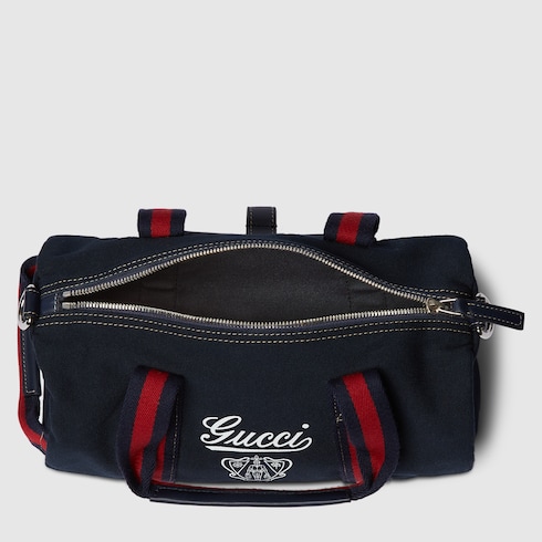 Small printed canvas duffle bag