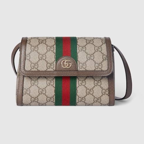 Ophidia mini shoulder bag in beige and brown GG fabric