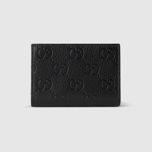 GGエンブレム〕ミディアム ウォレットブラック レザー | GUCCI公式