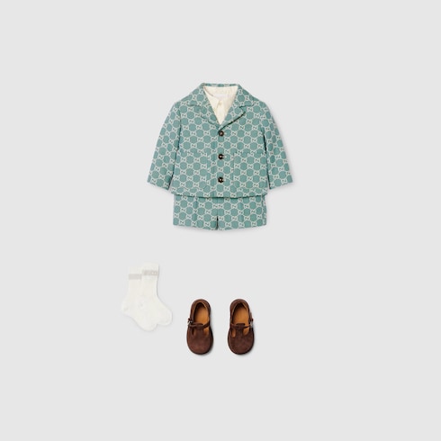 Camicia neonato in cotone GG jacquard