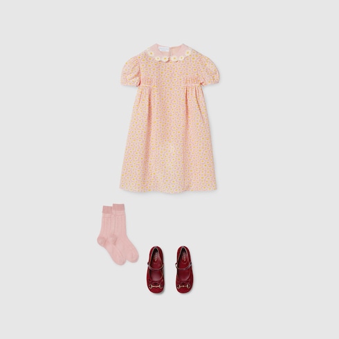 Kinderkleid aus Seiden-Crêpe mit Print