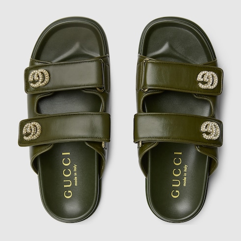 Sandalo donna con Doppia G con cristalli