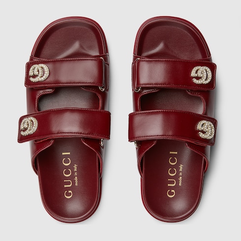 Sandalo donna con Doppia G con cristalli