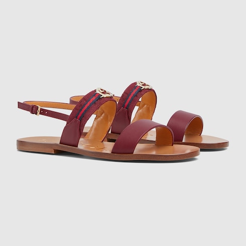 Sandales à motif GG enlacés et bande Web pour femme