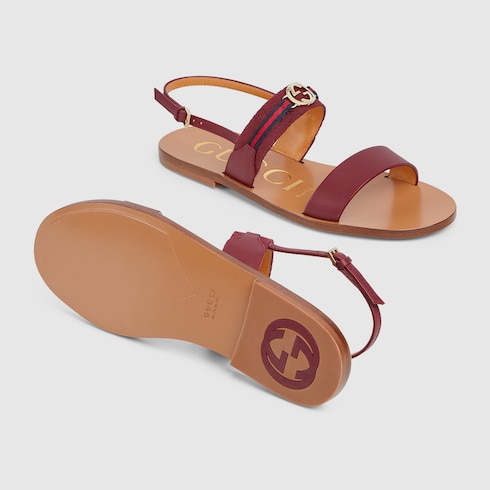 Sandales à motif GG enlacés et bande Web pour femme