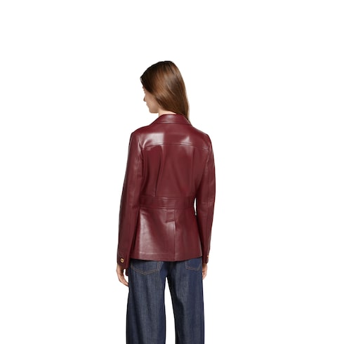 Veste en cuir avec logo en relief
