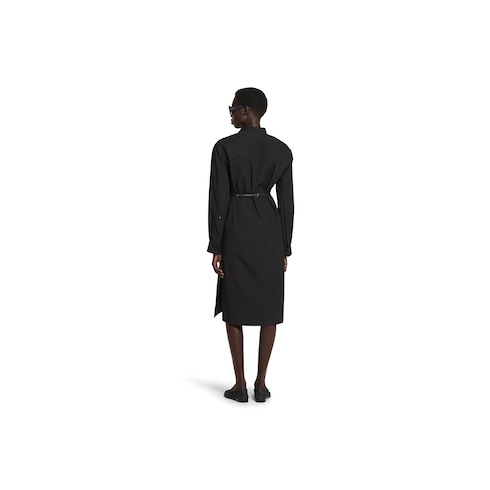 Cotton poplin dress with Horsebit belt Detail 4