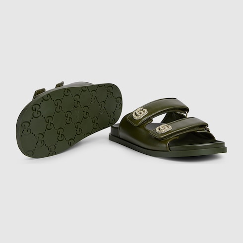 Women's sandal with crystal Double G