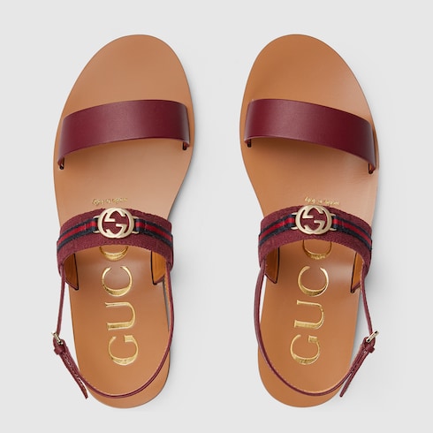 Sandales à motif GG enlacés et bande Web pour femme