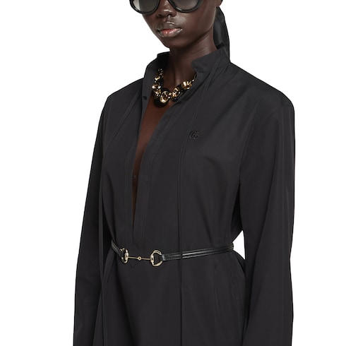 Cotton poplin dress with Horsebit belt Detail 5