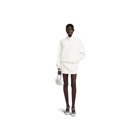 Veste zippée en laine et coton en fil coupé