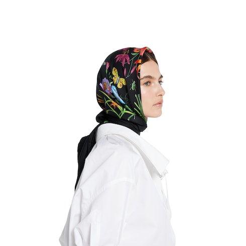 Pañuelo cuadrado sarga seda estampado Flora