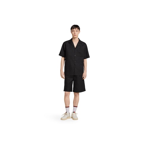 GG canvas linen blend bowling shirt