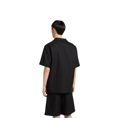 GG canvas linen blend bowling shirt