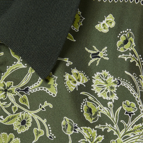 Poloshirt aus Seiden- und Baumwollstrick mit Print