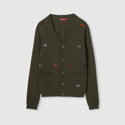 Cardigan in cashmere fine con intarsio