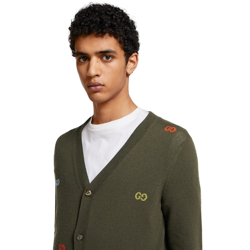 Fine cashmere cardigan with intarsia