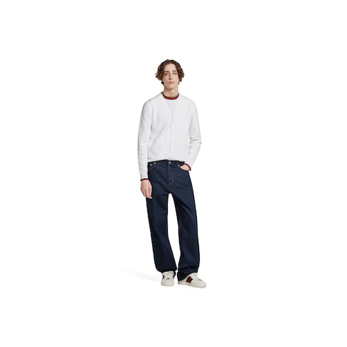 Cotton piquet knit cardigan 