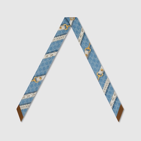 Printed GG silk twill neck bow