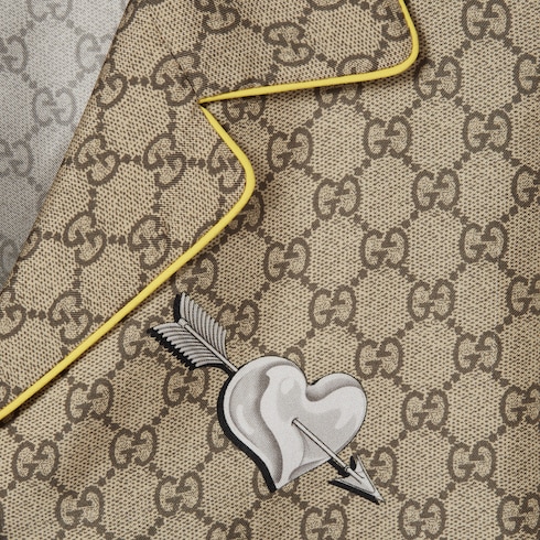 GG silk twill shirt with print