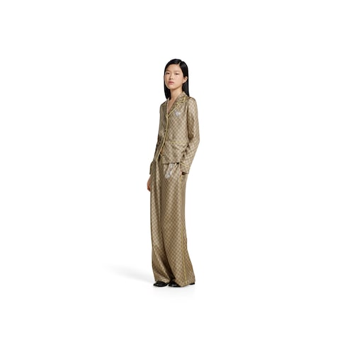 GG silk twill pants with print
