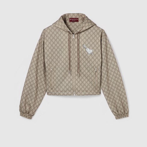 Printed technical jersey zip jacket