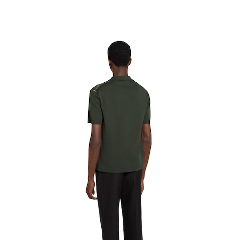 Poloshirt aus Seiden- und Baumwollstrick mit Print