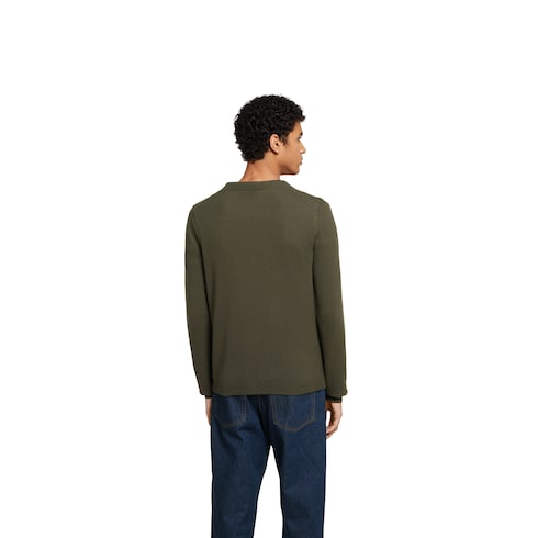Cardigan in cashmere fine con intarsio