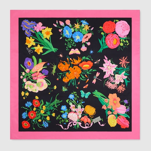 GUCCI グッチ 花柄 スカーフ 大判サイズ フラワープリント