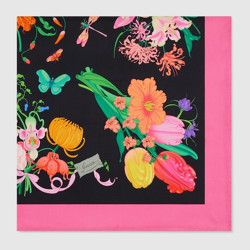 Pañuelo cuadrado seda motivo proyecto 90 x 90