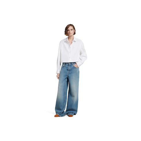 Wide leg denim pants