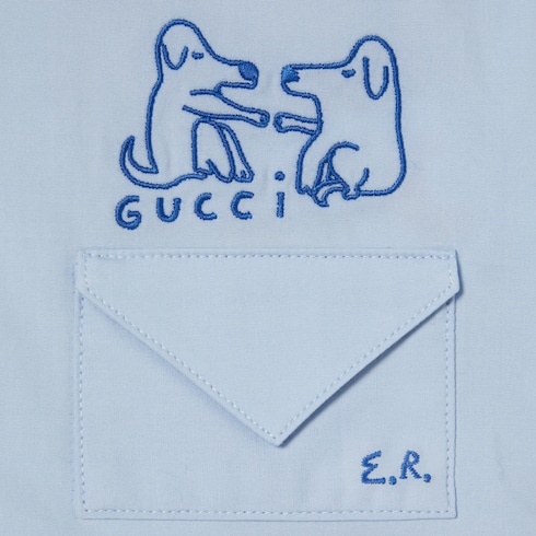 Camicia neonato in cotone con ricamo