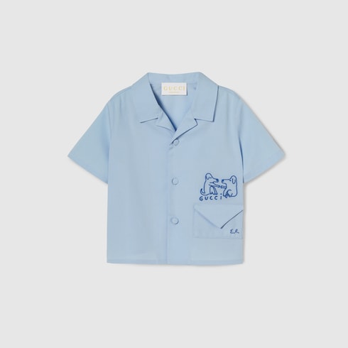 Camicia neonato in cotone con ricamo