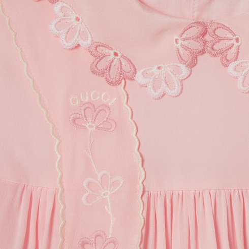 Children's embroidered silk dress