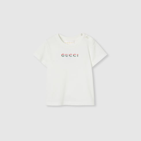 T-shirt neonato in cotone con ricamo