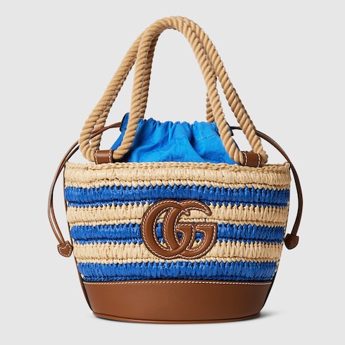 Woven mini bucket bag

